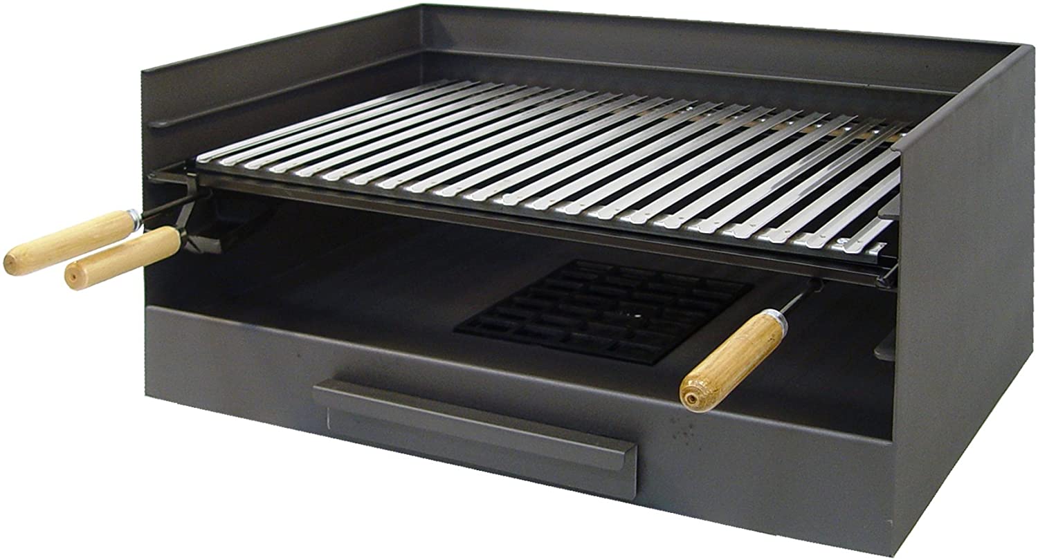 LZQ Parrilla de hierro fundido rectangular para barbacoa de gas y carbón vegetal maciza y esmaltada tamaños 28 x 42 cm 